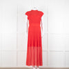 Me + Em Red Stretch Knit Pleated Midi Dress