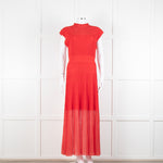 Me + Em Red Stretch Knit Pleated Midi Dress