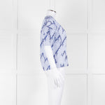 Sandro Blue And White Striped Top With Blue Sequin 'happening' Words