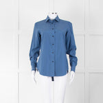 Loro Piana Blue Silk Collared Shirt