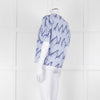 Sandro Blue And White Striped Top With Blue Sequin 'happening' Words