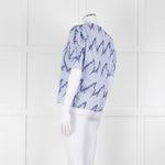 Sandro Blue And White Striped Top With Blue Sequin 'happening' Words