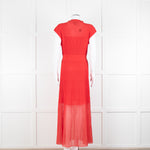 Me + Em Red Stretch Knit Pleated Midi Dress
