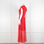 Me + Em Red Stretch Knit Pleated Midi Dress