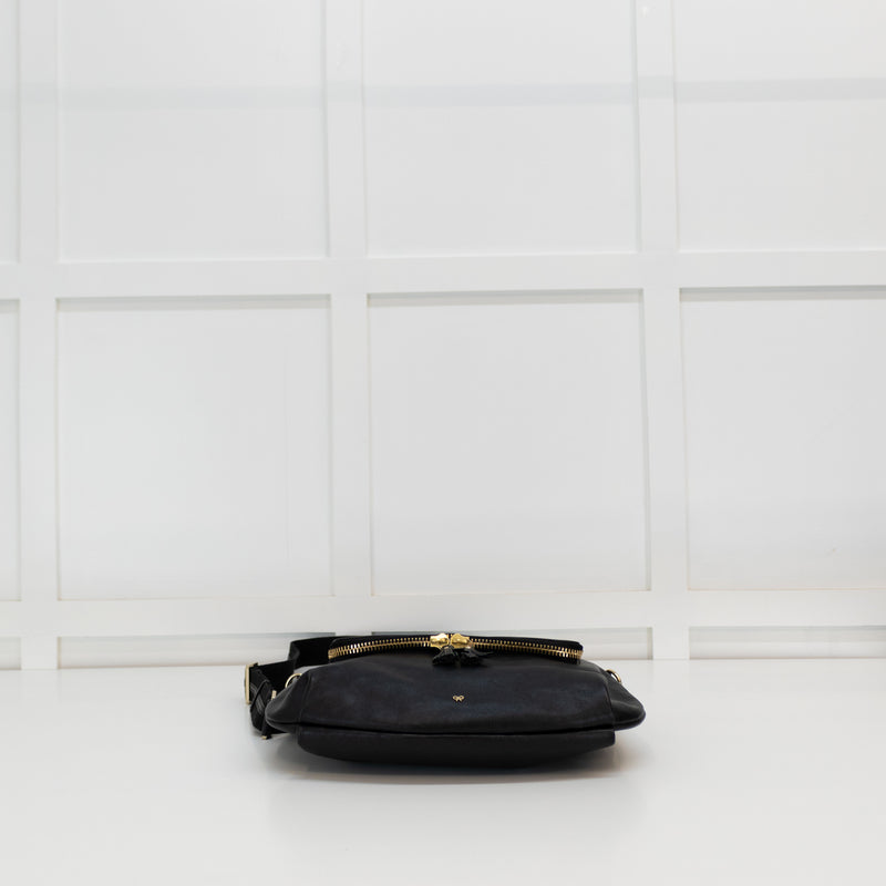 Anya Hindmarch Large Maxi Zip Black Vere Crossbody