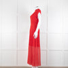 Me + Em Red Stretch Knit Pleated Midi Dress
