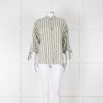 Riani Green and White Striped Linen Shirt