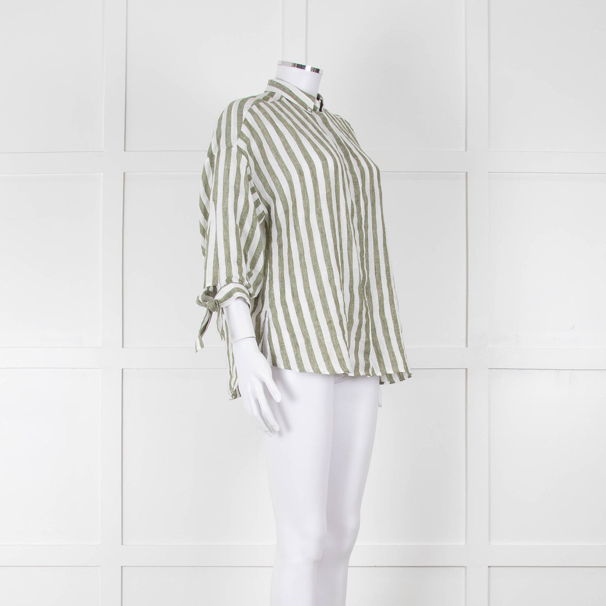 Riani Green and White Striped Linen Shirt