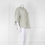 Riani Green and White Striped Linen Shirt
