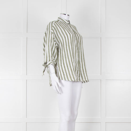 Riani Green and White Striped Linen Shirt