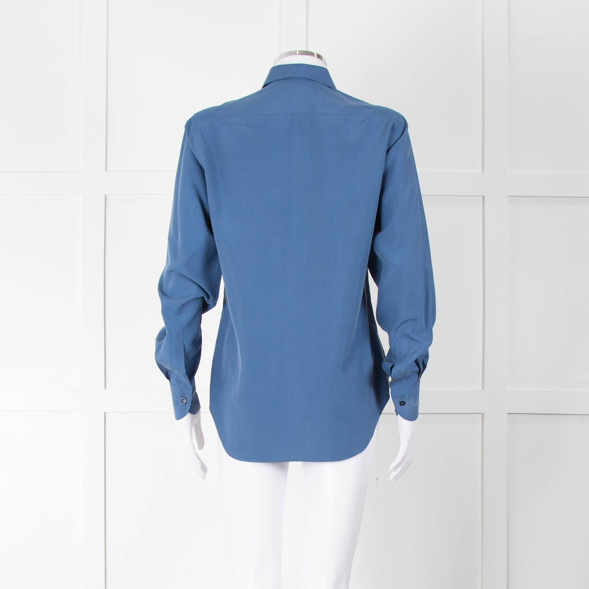 Loro Piana Blue Silk Collared Shirt