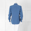 Loro Piana Blue Silk Collared Shirt