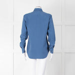 Loro Piana Blue Silk Collared Shirt
