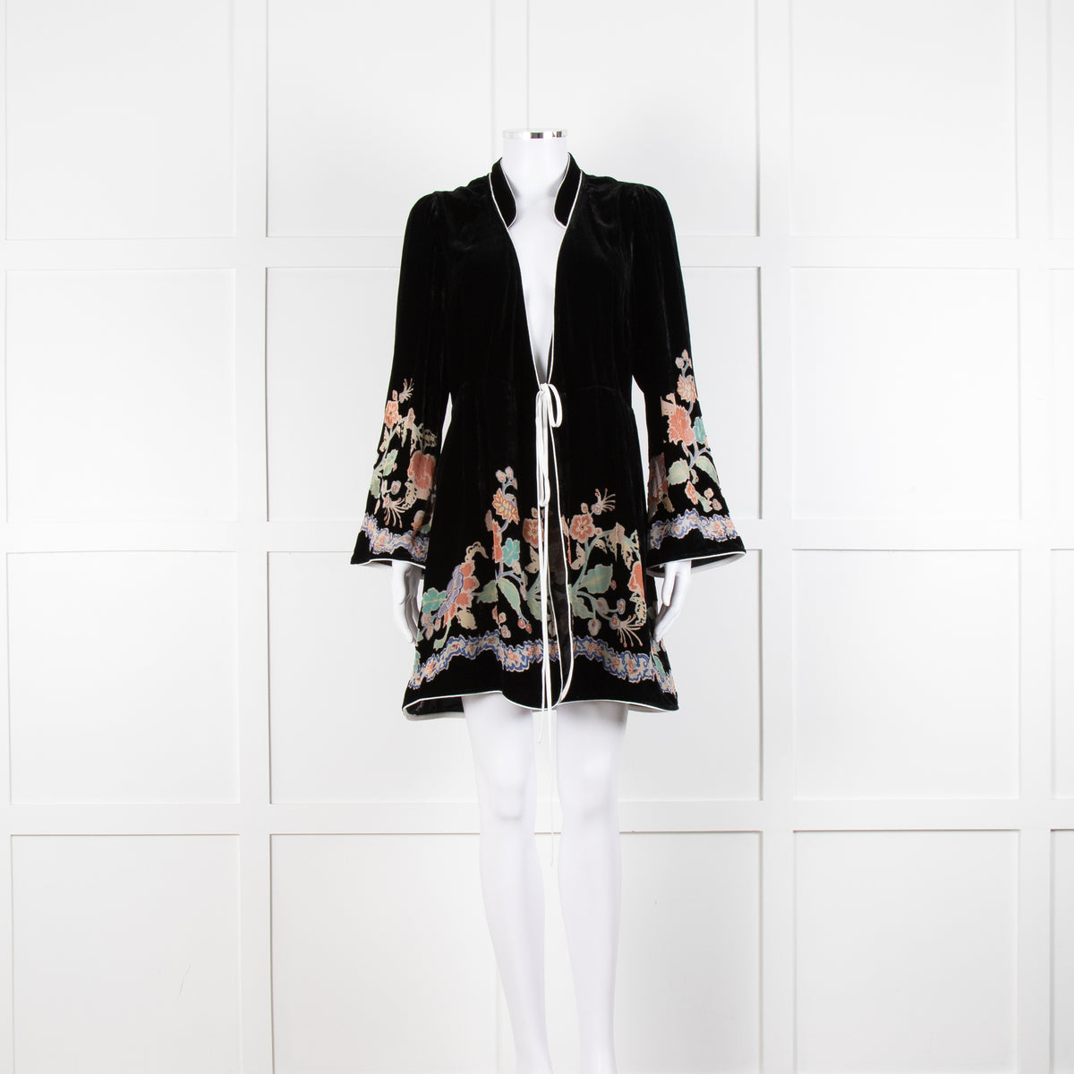 Rixo Black Velvet Iris Wrap Dress
