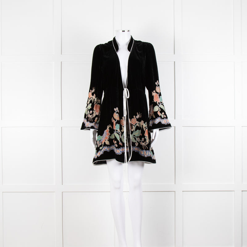 Rixo Black Velvet Iris Wrap Dress