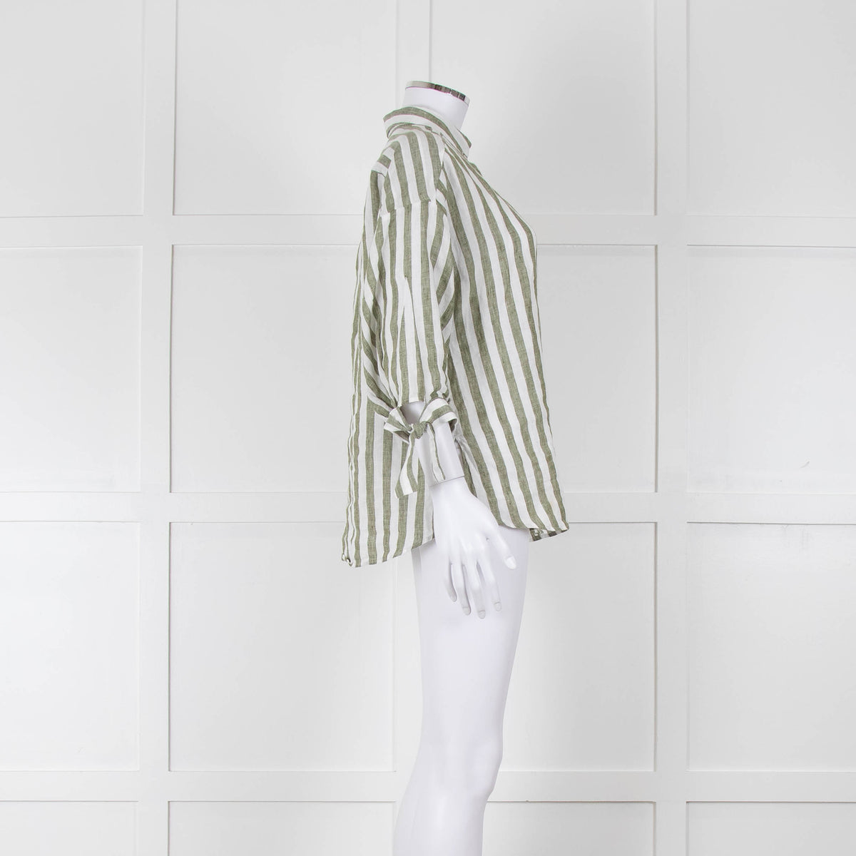 Riani Green and White Striped Linen Shirt