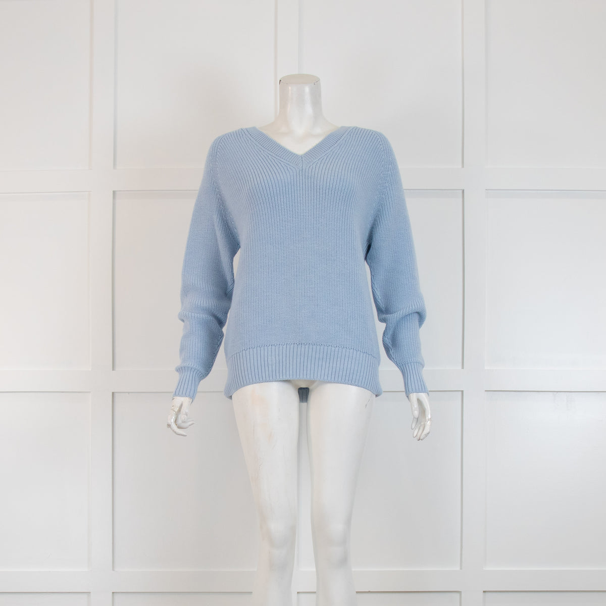 Sheep Inc Blue Knit V Neck Jumper