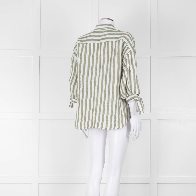 Riani Green and White Striped Linen Shirt