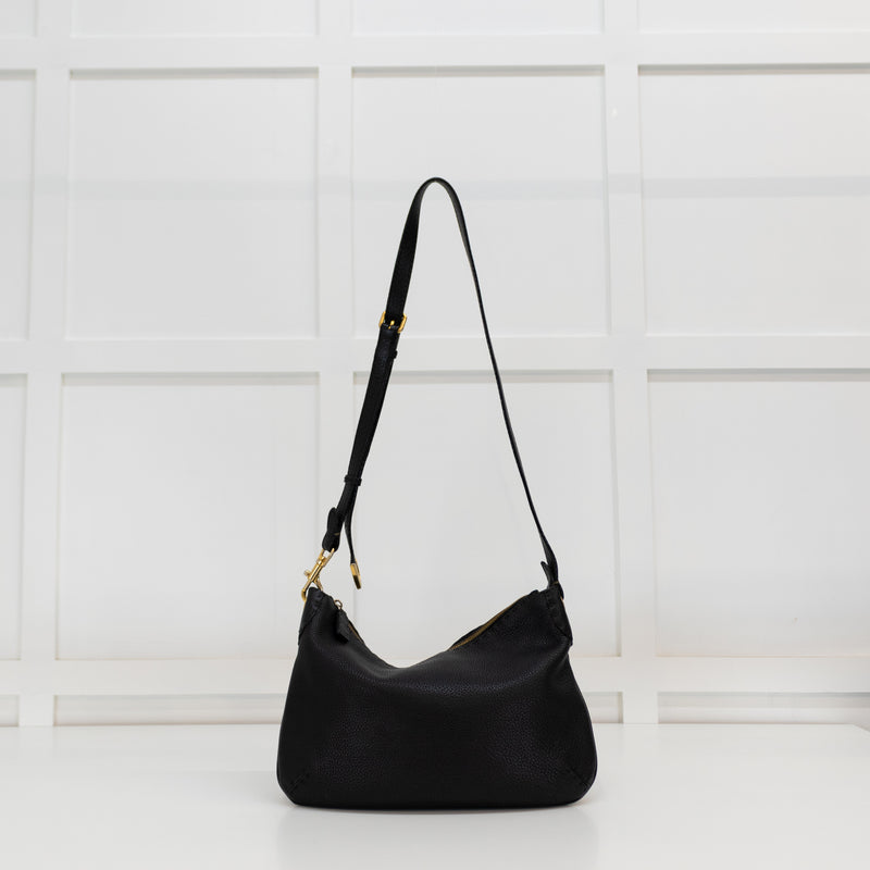 Fendi Black Grain Leather Vintage Cross Body bag