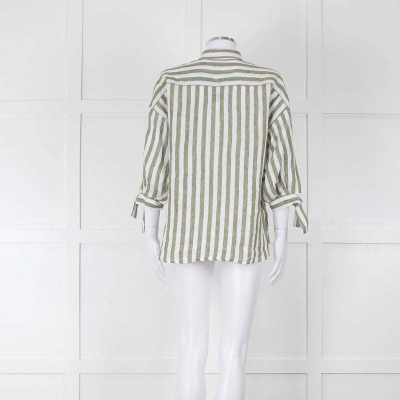 Riani Green and White Striped Linen Shirt