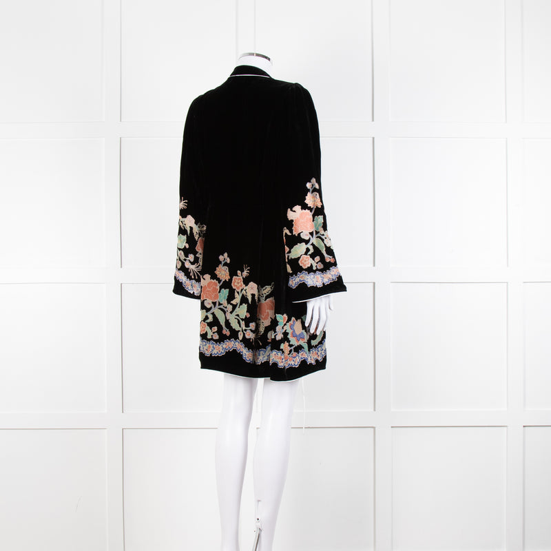 Rixo Black Velvet Iris Wrap Dress