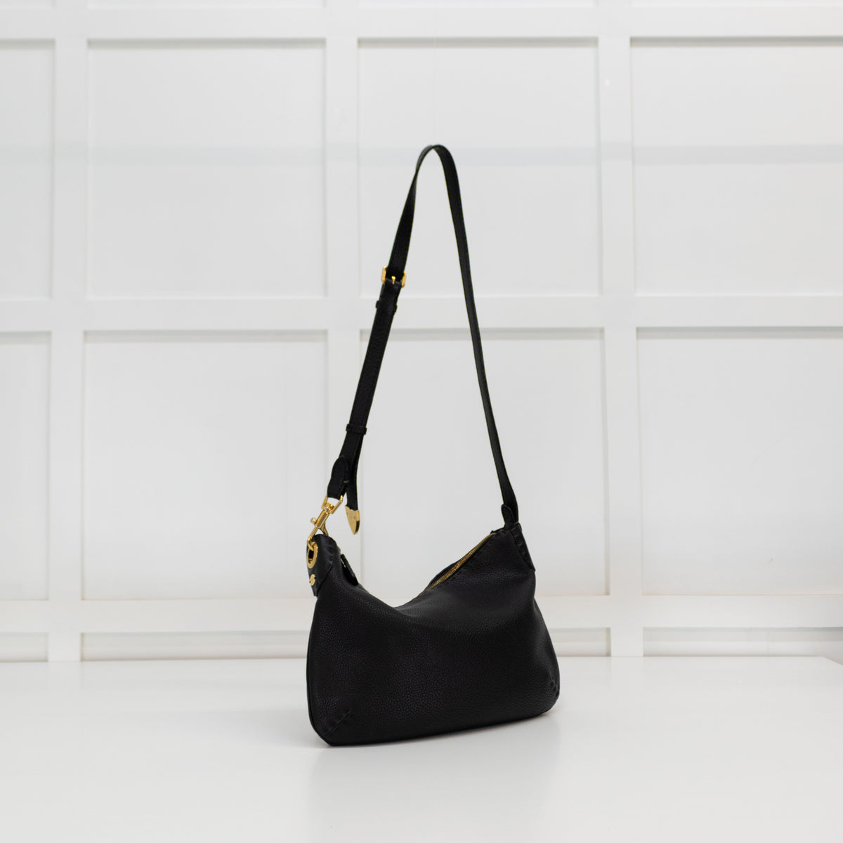 Fendi Black Grain Leather Vintage Cross Body bag