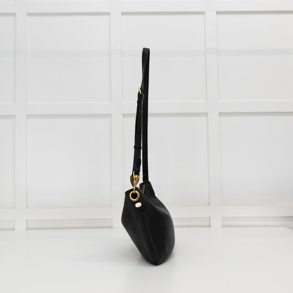 Fendi Black Grain Leather Vintage Cross Body bag