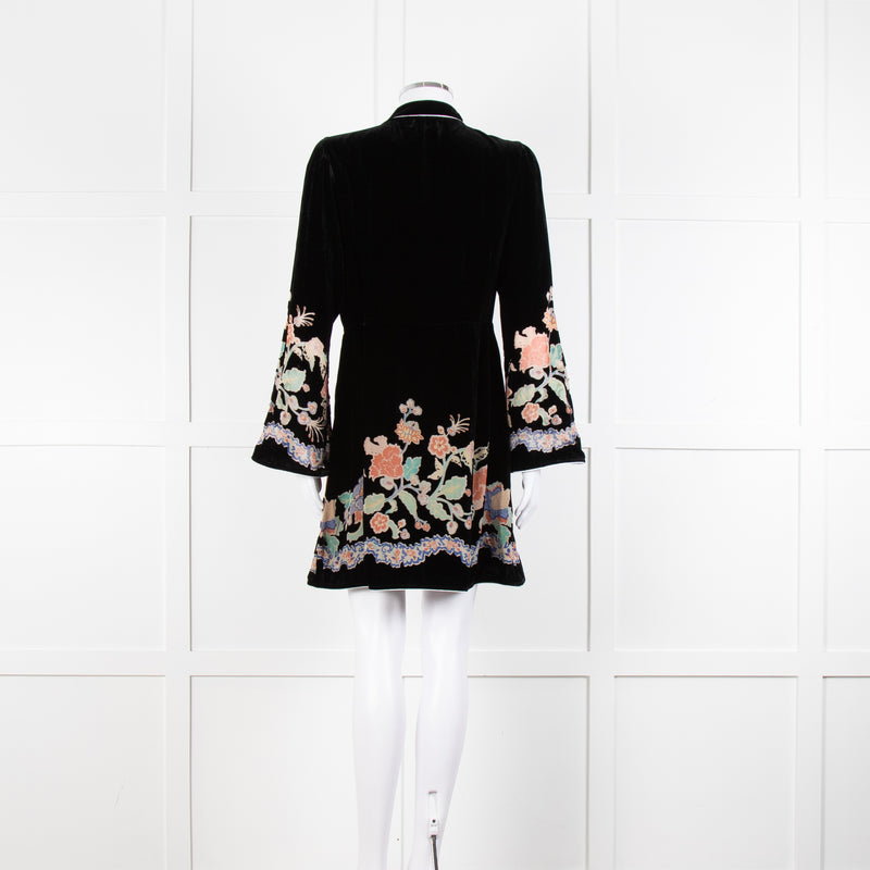 Rixo Black Velvet Iris Wrap Dress