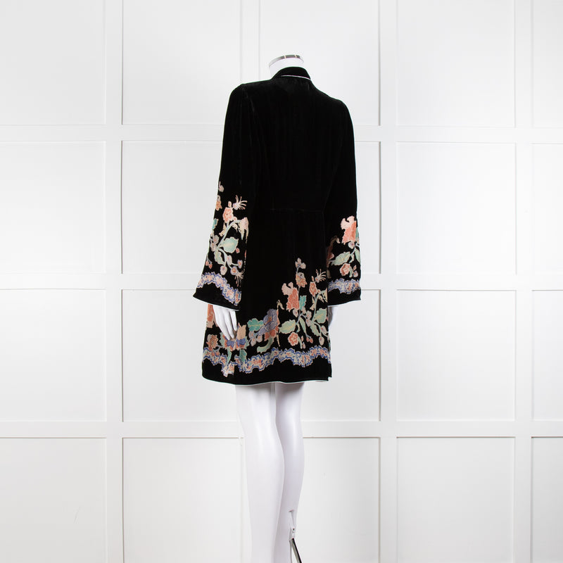 Rixo Black Velvet Iris Wrap Dress