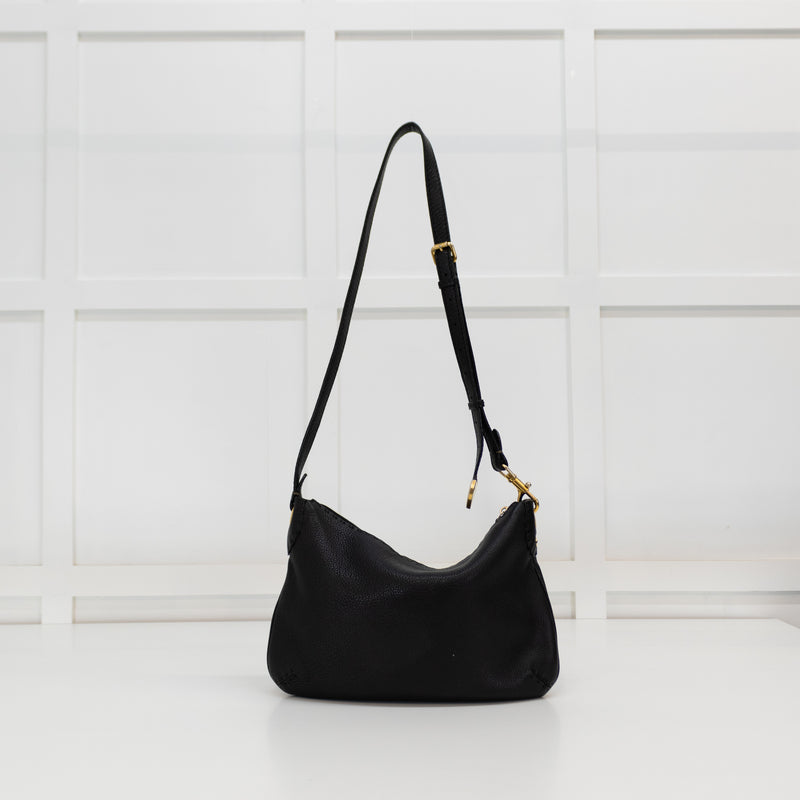 Fendi Black Grain Leather Vintage Cross Body bag