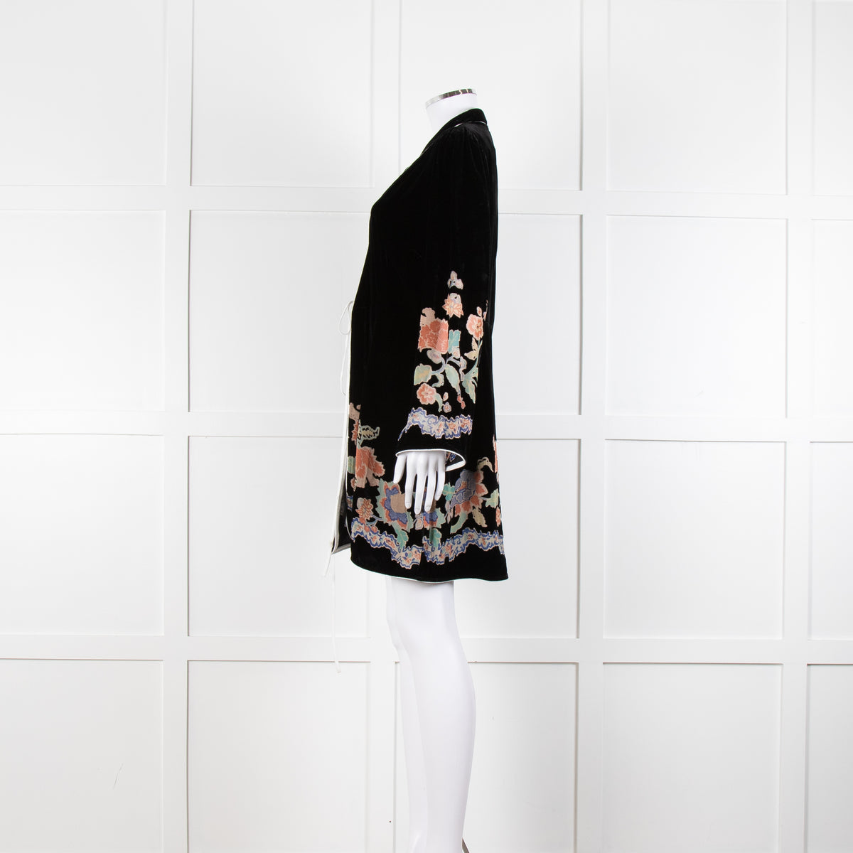 Rixo Black Velvet Iris Wrap Dress