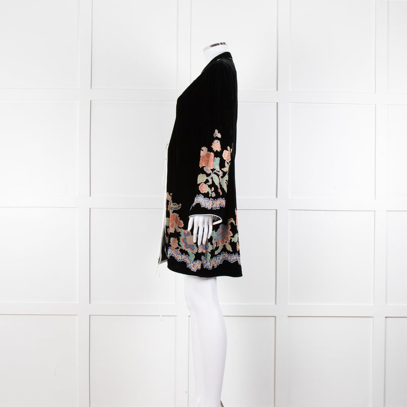 Rixo Black Velvet Iris Wrap Dress
