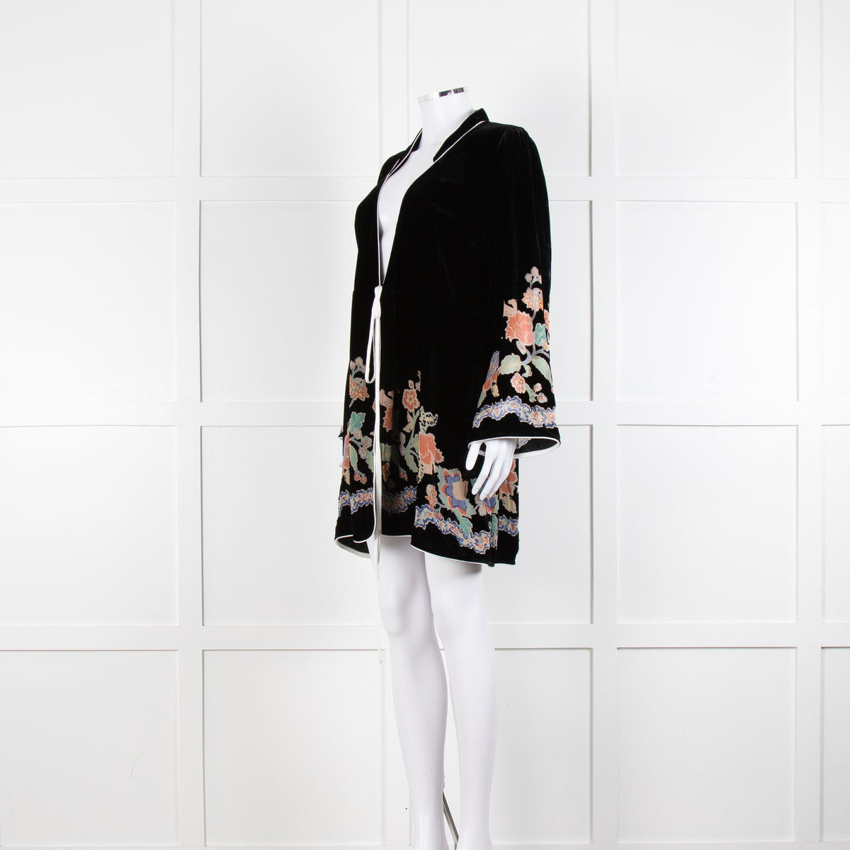 Rixo Black Velvet Iris Wrap Dress