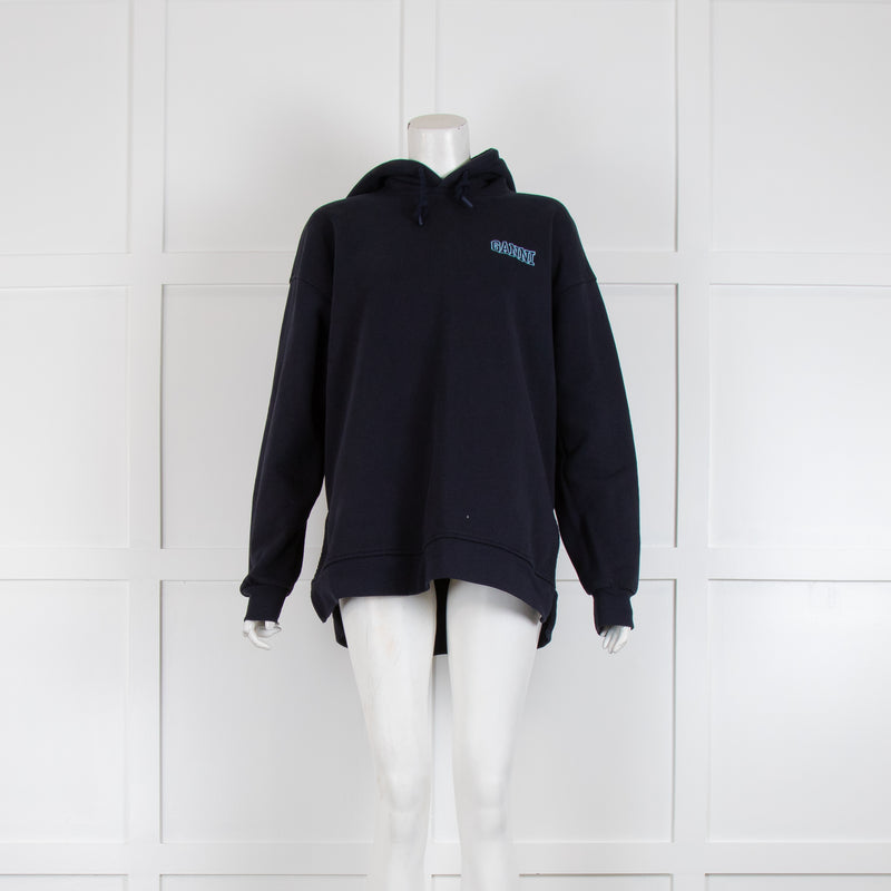 Ganni Navy Sweatshirt With Hood