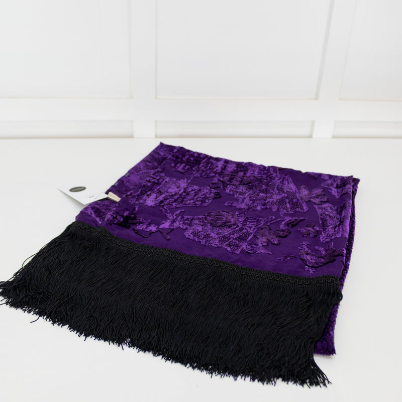 Louise Kennedy Purple Devore Fringed Scarf