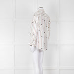 Rails Brown Stripe Palm Print Linen Shirt