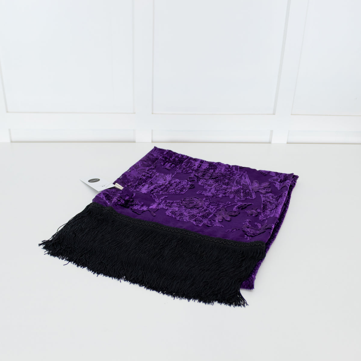 Louise Kennedy Purple Devore Fringed Scarf
