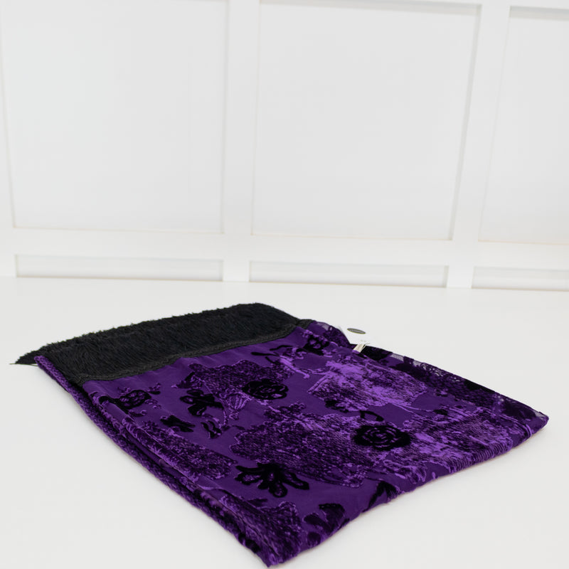 Louise Kennedy Purple Devore Fringed Scarf