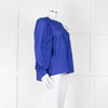 Munthe Blue Silk Blouse With Bib Front & Ties