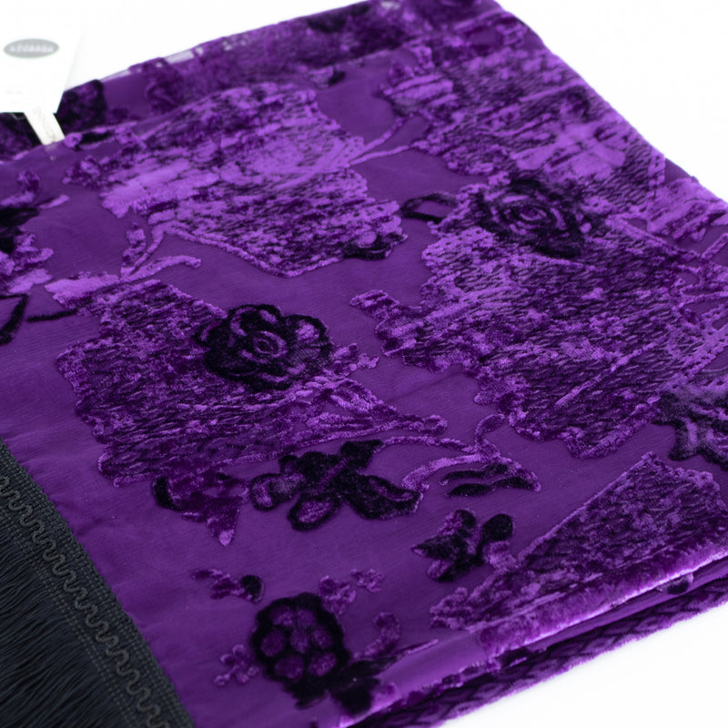 Louise Kennedy Purple Devore Fringed Scarf