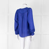 Munthe Blue Silk Blouse With Bib Front & Ties