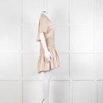 Self-Portrait Beige Smocked Waist Open Back Mini Dress