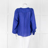 Munthe Blue Silk Blouse With Bib Front & Ties