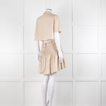 Self-Portrait Beige Smocked Waist Open Back Mini Dress