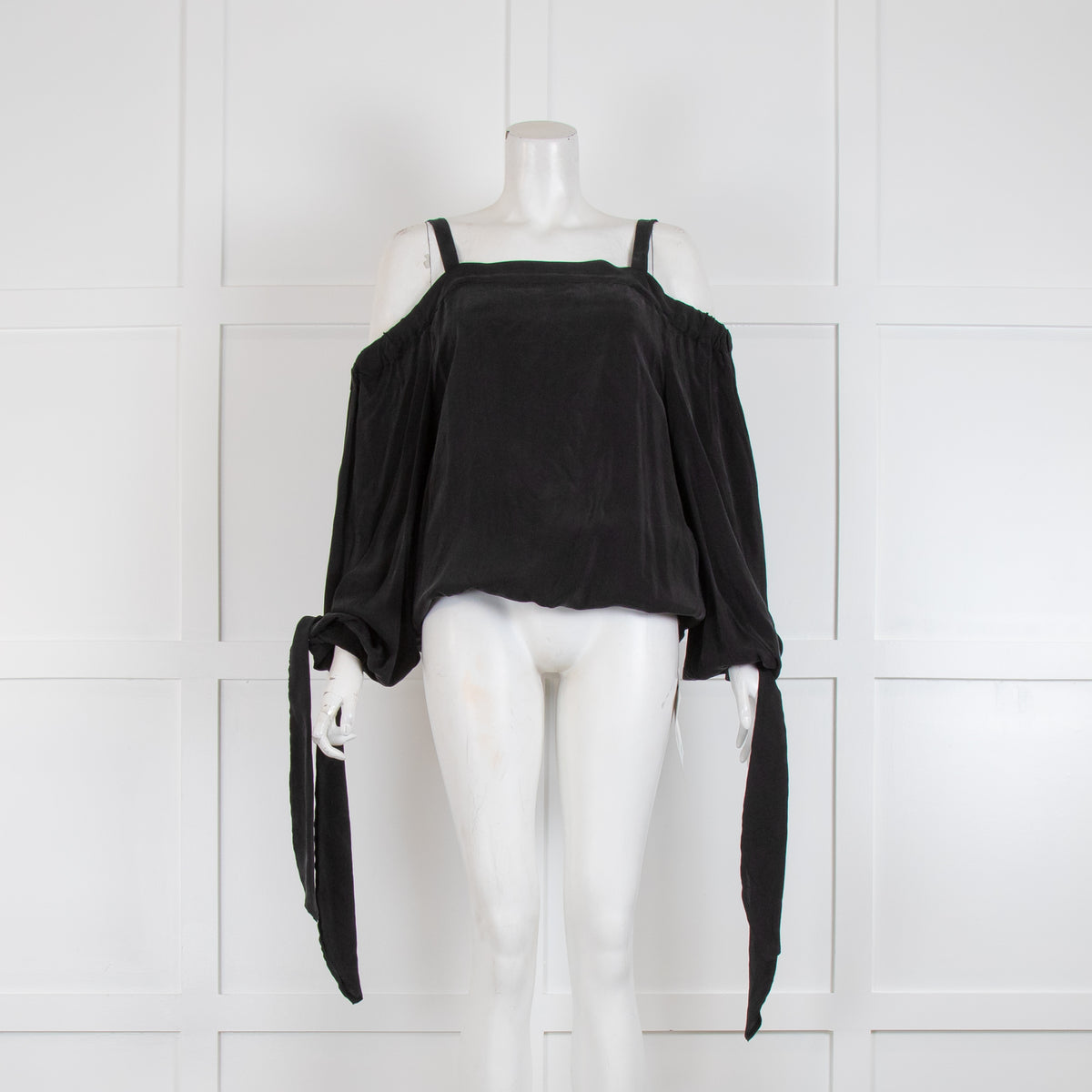 Iris & Ink Black Off Shoulder Top with Elasticated Hem