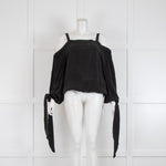 Iris & Ink Black Off Shoulder Top with Elasticated Hem