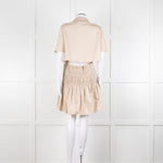Self-Portrait Beige Smocked Waist Open Back Mini Dress