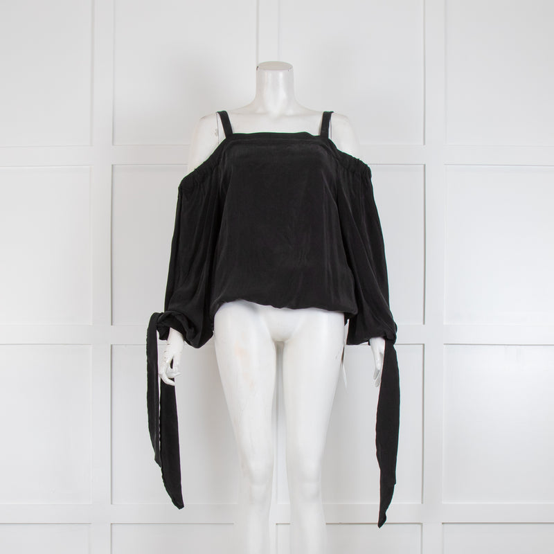 Iris & Ink Black Off Shoulder Top with Elasticated Hem