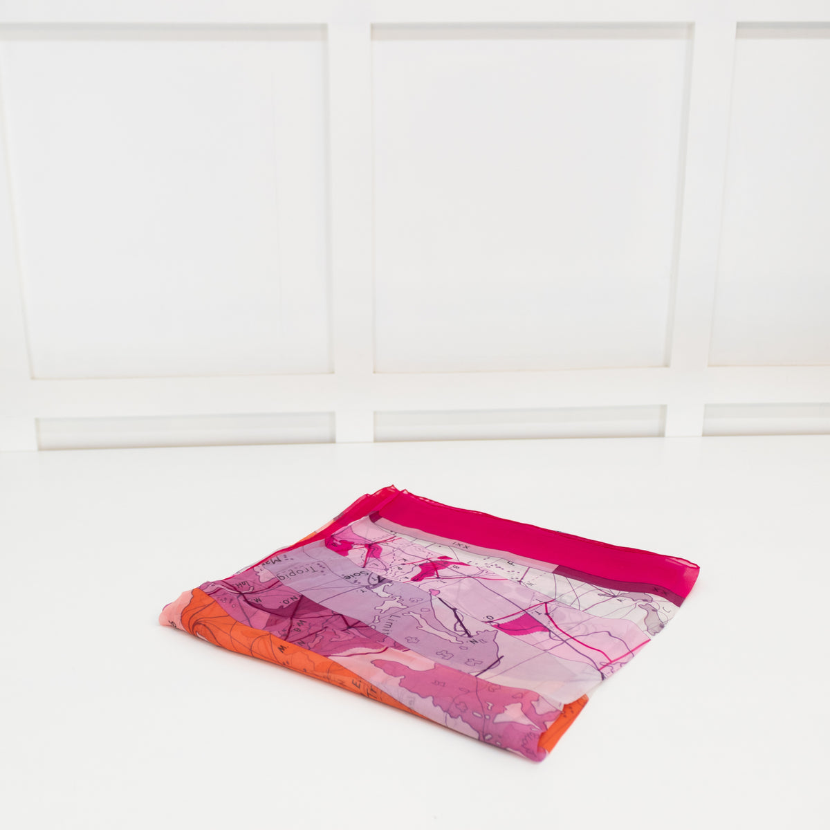 Hermes 140 Silk Chiffon Pink Le Monde Vaste Shawl