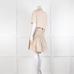 Self-Portrait Beige Smocked Waist Open Back Mini Dress
